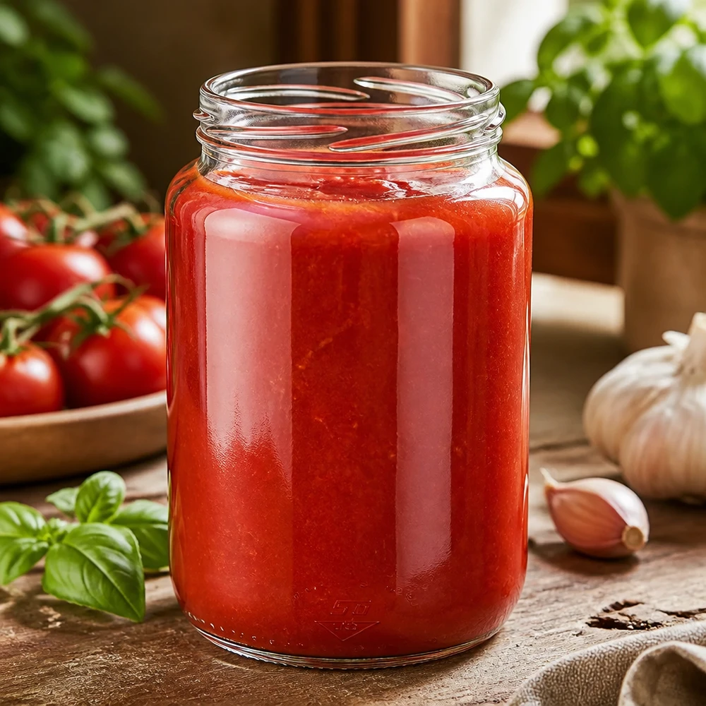 UNiTWIST Runda795 glazen pot van 795 ml voor zelfgemaakte tomatensaus, met schroefdeksel