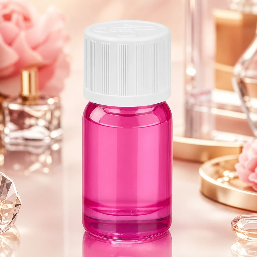 5 ml violet glazen flesje met witte dop en 11 mm halsopening voor nauwkeurig doseren