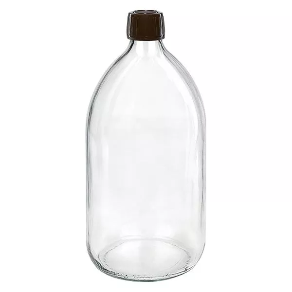 1000ml Euro-medicijnfles helder met bruine schroefsluiting VR