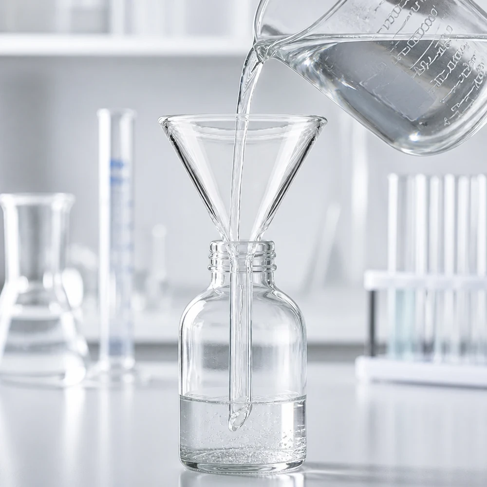 Precisietrechter 45 mm gemaakt van robuust natronkalkglas met een trechterhoek van 60 graden voor laboratoriumwerk