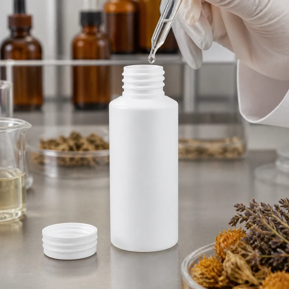 PET cilinderfles 30ml wit, S20x3, zonder sluiting Lege witte apotheekfles van 30 ml, gemaakt van HDPE-kunststof, voor natuurlijke cosmetica en extracten