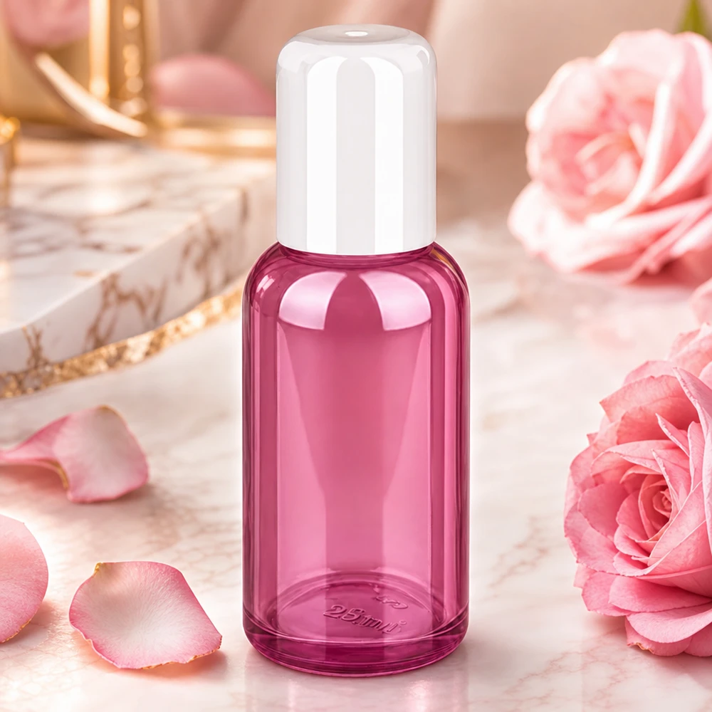 Moderne roll-on flacon 30ml in magenta-paarse kleur ideaal voor doe-het-zelf cosmetica en aromatherapie