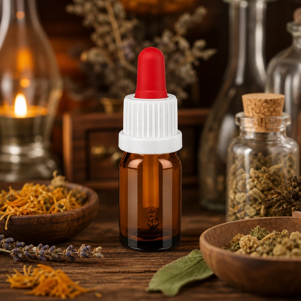 Hoogwaardige 5ml pipetfles van UV-beschermend amberkleurig glas met ergonomische pipetdop