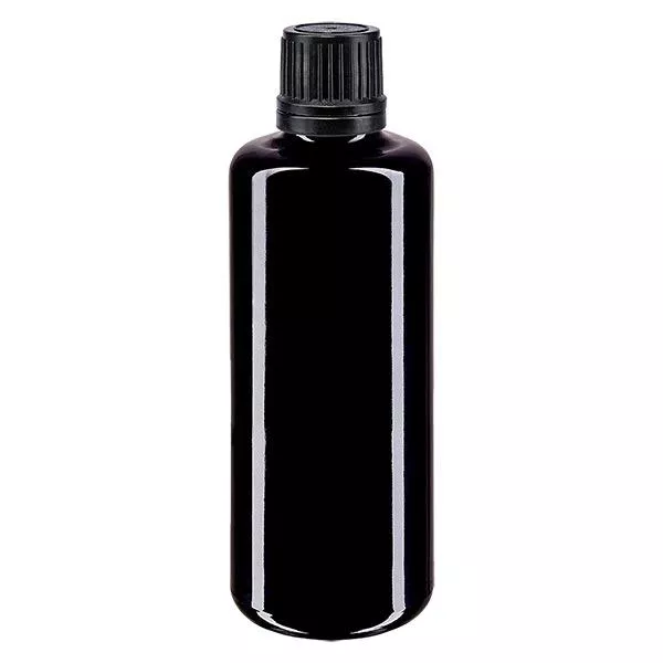 Apothekersfles viol. 50ml schroefdop zwart schenk r. OV Apothekersfles viol. 50ml schroefdop zwart schenk r. OV