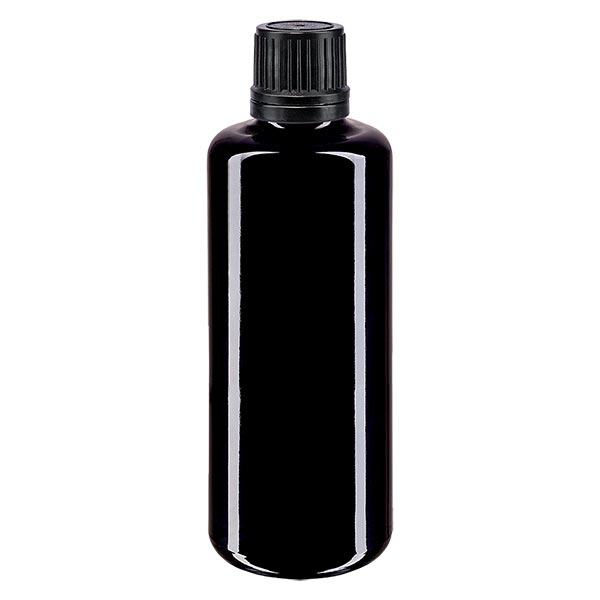 Apothekersfles viol. 50ml schroefdop zwart schenk r. OV Apothekersfles viol. 50ml schroefdop zwart schenk r. OV