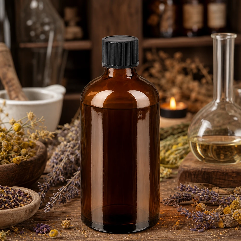 Veelzijdig 100ml amberkleurig glazen flesje met druppelaar voor zelfgemaakte kruidenextracten en essences