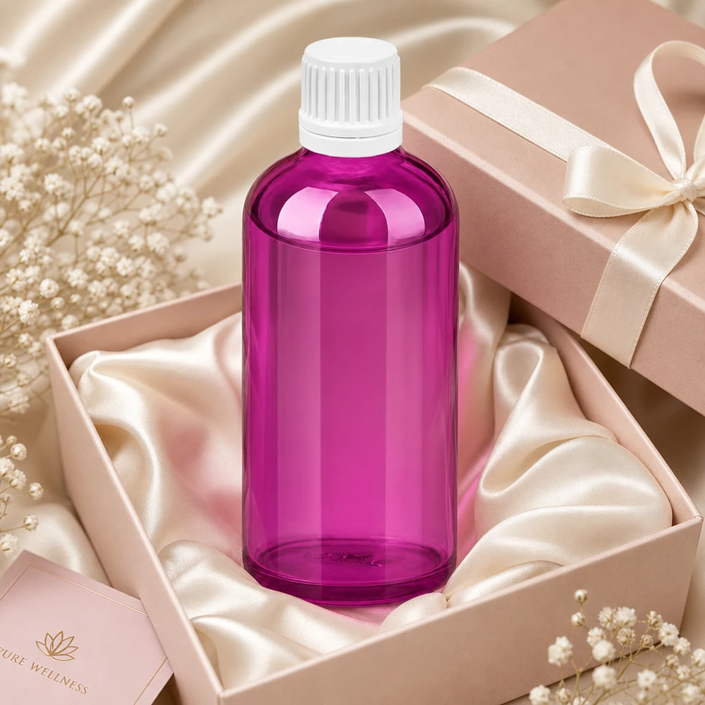 100ml druppelfles 0.7mm wit Originality schroefdop PurpleLine UT18/100 Stijlvolle paarse fles van 100 ml met nauwkeurig druppelsysteem voor serums en vloeibare voedingssupplementen