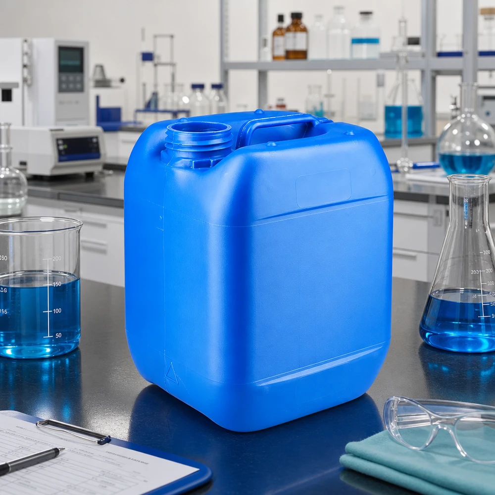 Canister 5 liter blauw zonder sluiting Blauwe lege jerrycan van 5 liter met schenktuit en handgreep voor veilig gebruik