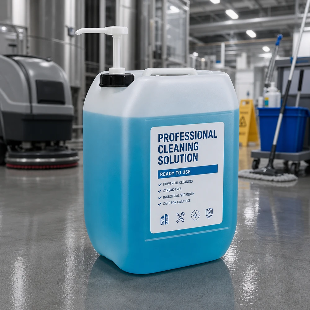 Professionele reinigingskanister van 10 liter, gebruiksklaar met doseerpomp, voor de dagelijkse schoonmaak van gebouwen
