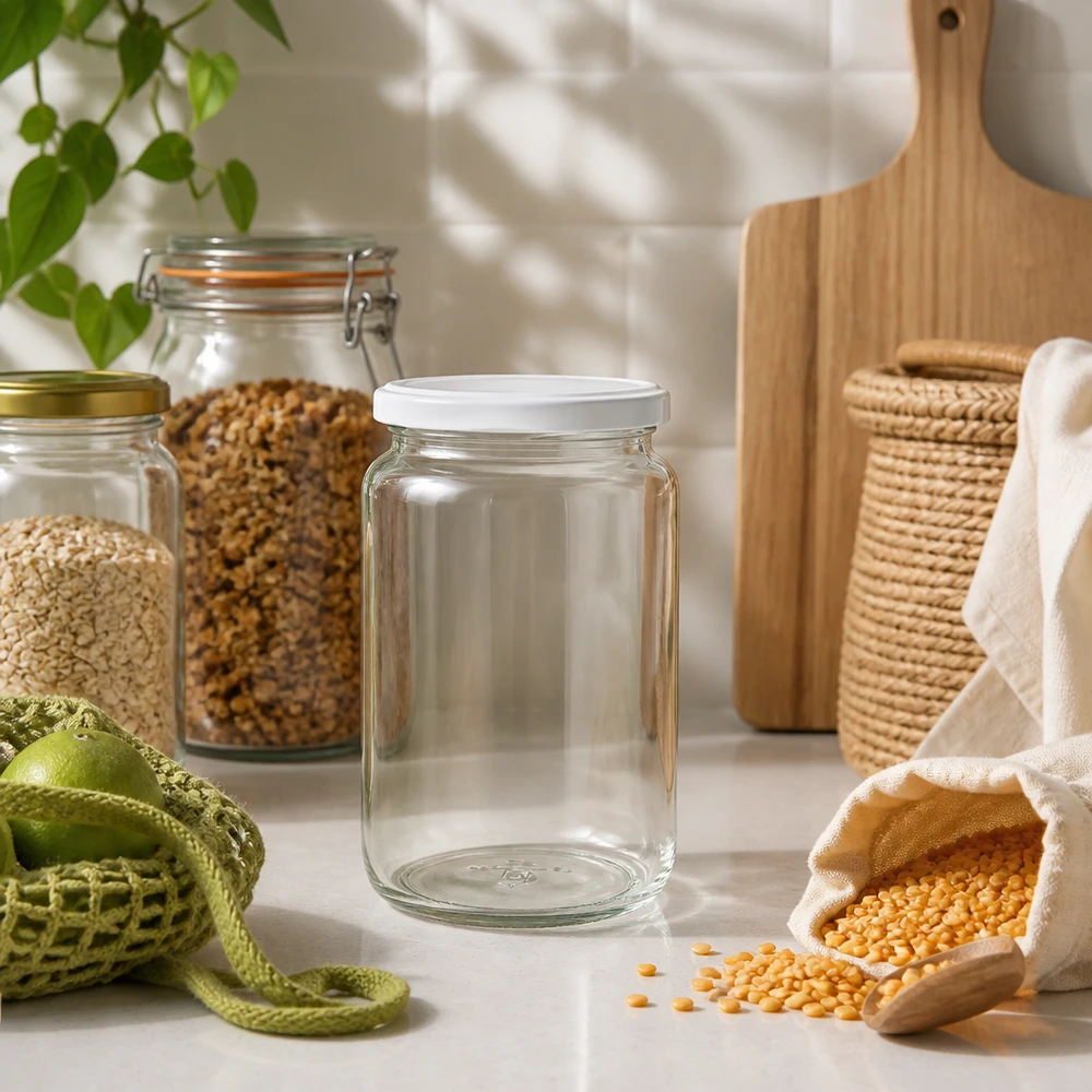 795 ml ronde pot UNiTWIST in duurzame zero-waste keuken met peulvruchten en milieuvriendelijke opslagoplossingen