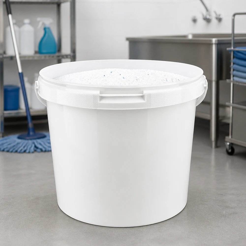5,6 liter witte emmer zonder deksel Emmer van 5,6 liter van wit polypropyleen voor de opslag en het transport van stortgoed