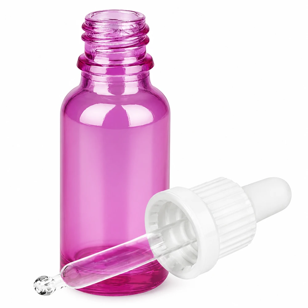 20ml pipetfles wit Originality schroefdop PurpleLine UT18/20 20 ml violet glazen pipetfles met UV-bescherming en precieze druppeldop