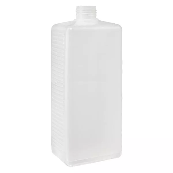 Hoekige fles 1000ml HDPE blank ND 25, zonder deksel Hoekige fles 1000ml HDPE blank ND 25, zonder deksel
