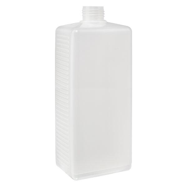 Hoekige fles 1000ml HDPE blank ND 25, zonder deksel Hoekige fles 1000ml HDPE blank ND 25, zonder deksel