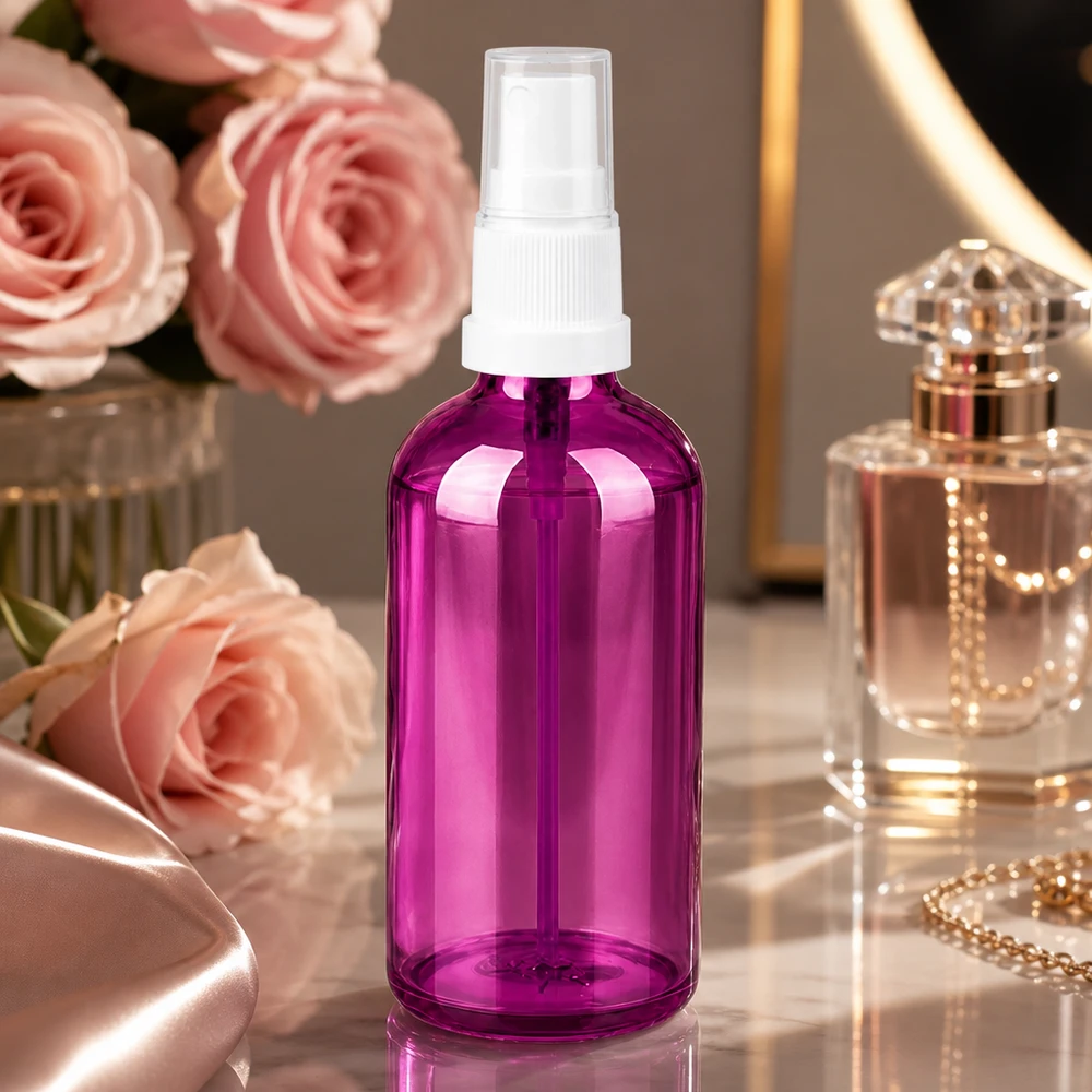 100ml spuitfles wit/transparant Standaard PurpleLine UT18/100 Stijlvolle paarse sprayflacon 100ml met fijne nevel voor make-up fixeersprays