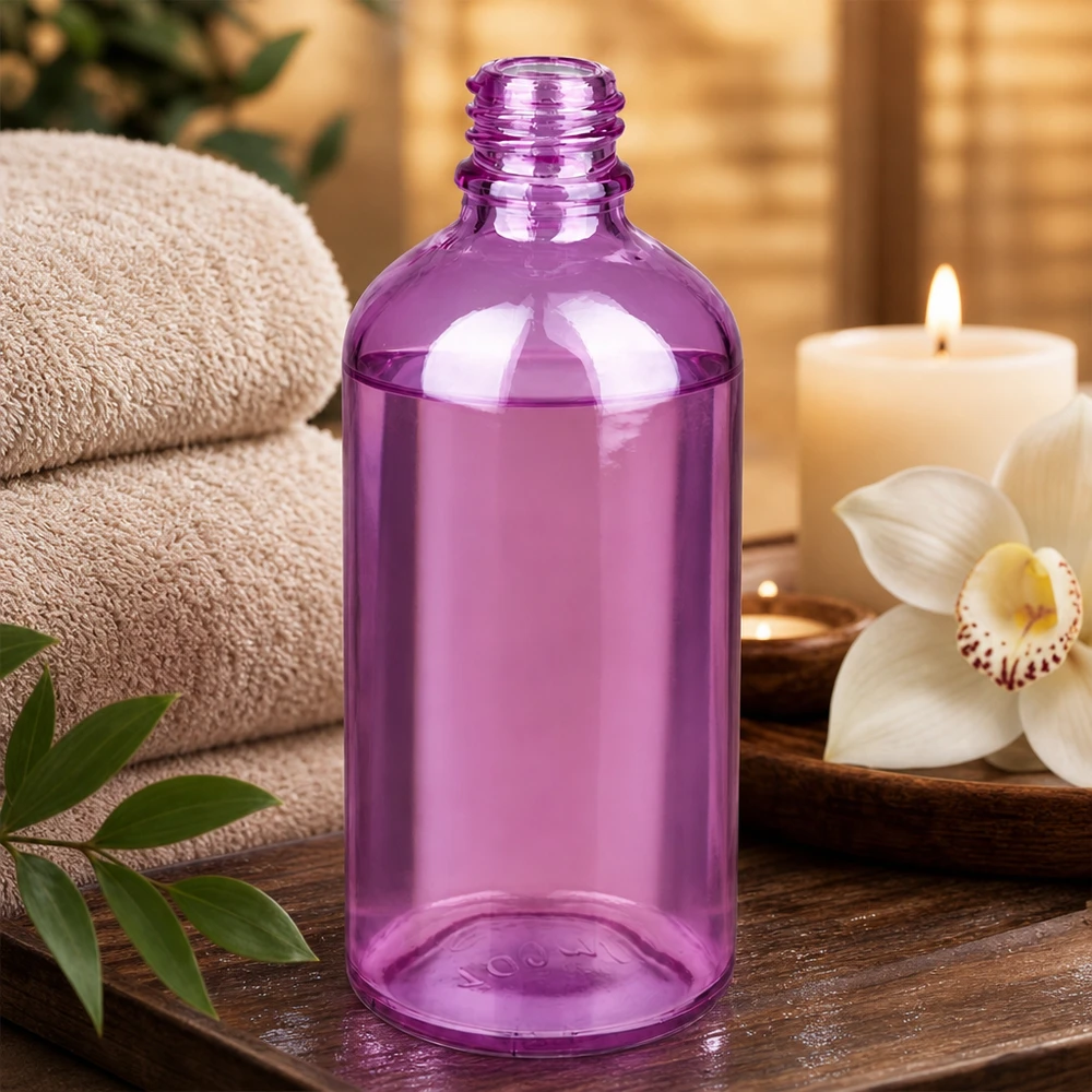 PurpleLine UT18/100 apothekersfles in elegant paars voor hoogwaardige verzorgingsproducten