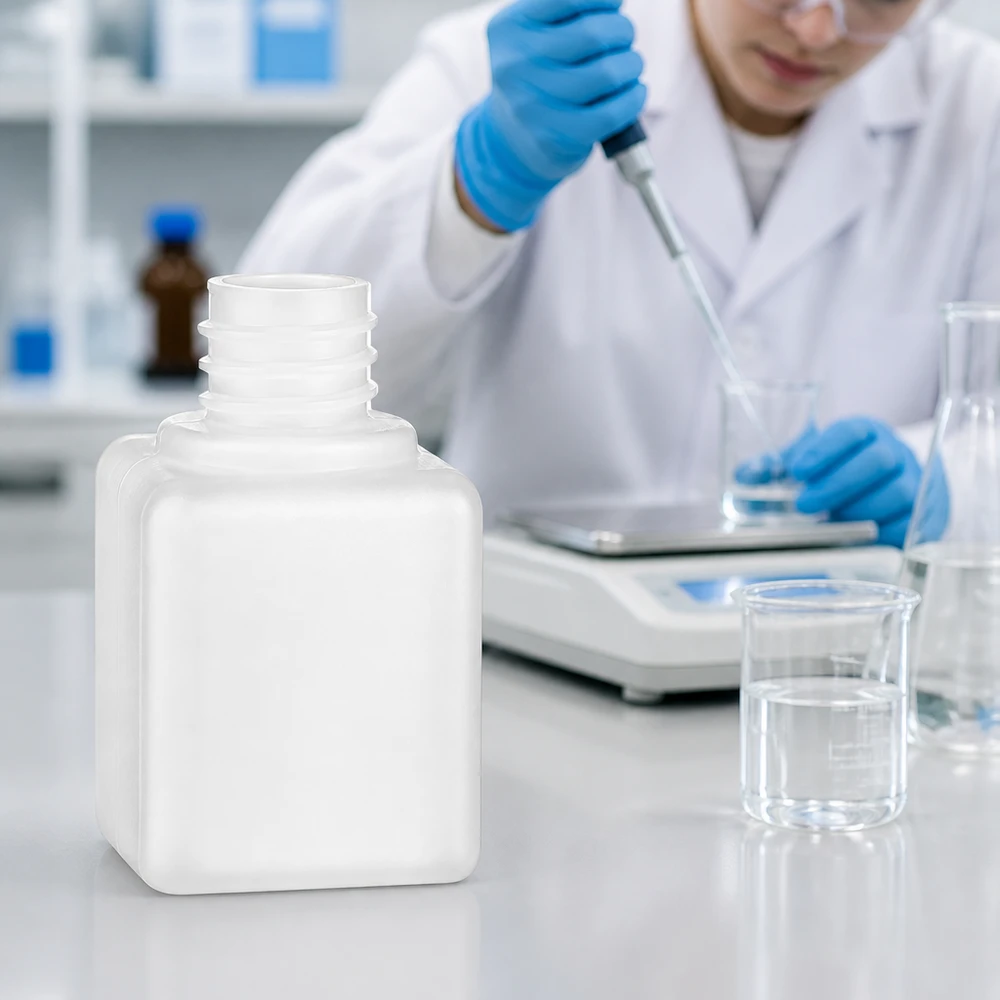 Chemicaliënfles 20 ml, nauwe hals Kleine witte PE-HD-fles voor chemicaliën, 20 ml, GL18, smalle hals, geschikt voor laboratoriumchemicaliën