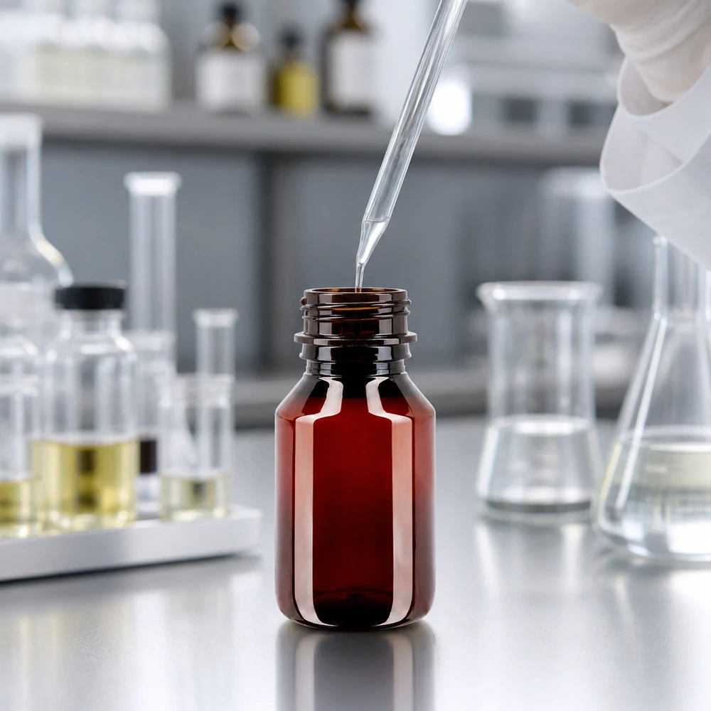 50ml PET Vorratsflasche in Braun mit Standardgewinde für Kosmetik und Laborproben