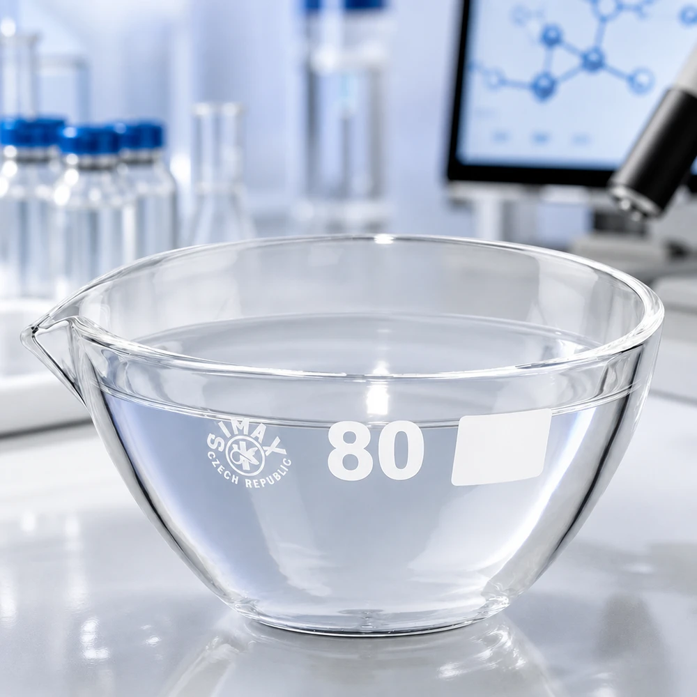 Robuust laboratoriumglaswerk 90 ml borosilicaat verdampingsschaal met praktische schenktuit voor laboratoriumgebruik