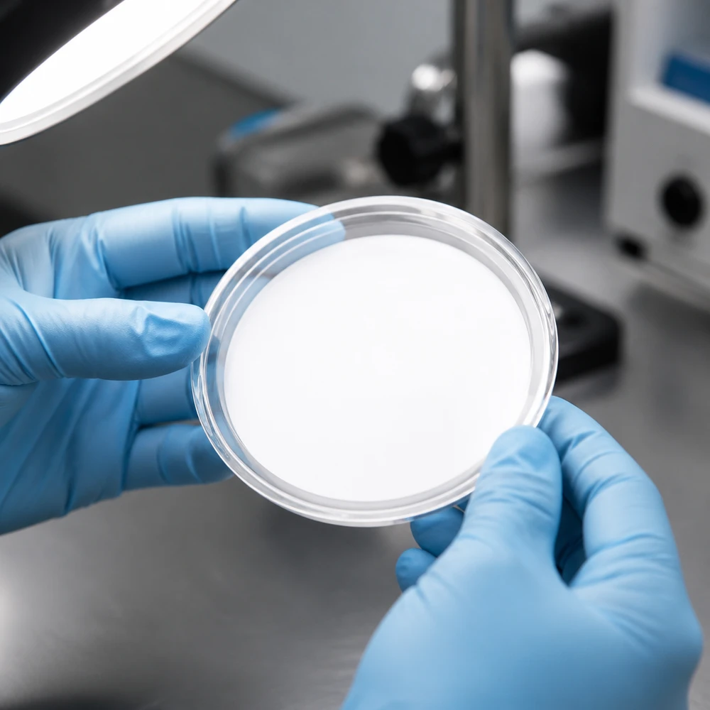 Ronde witte afdichting 70 mm TO70 BasicSeal UNiTWIST in een professionele laboratoriumomgeving