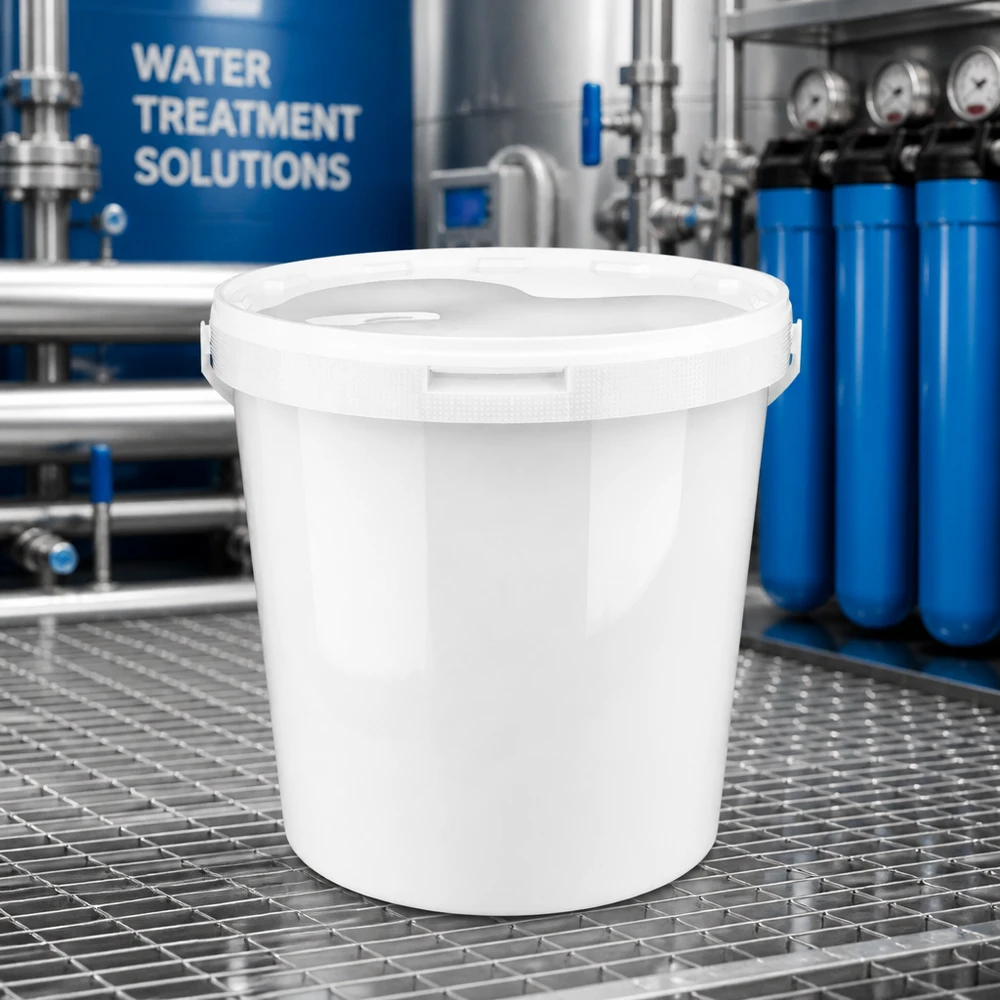 10,7 liter emmer van wit PP plastic met deksel Hygiënische voorraademmer van 10,7 l, wit PP-kunststof, met klikdeksel voor chemicaliën