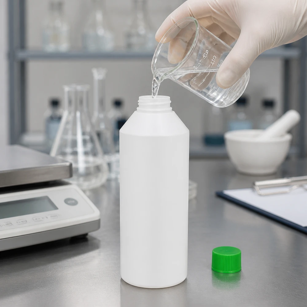 PET cilinderfles 250ml wit met schroefsluiting groen HDPE-fles van 250 ml, wit, voor farmaceutische laboratoria, met groene verzegeling