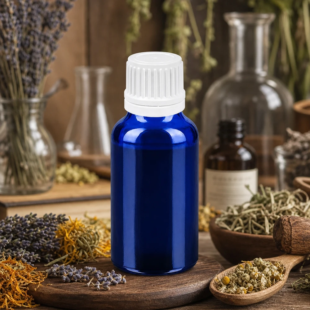 20ml laboratoriumfles met UT18/20 schroefdraad en OV-dop voor wetenschappelijke preparaten
