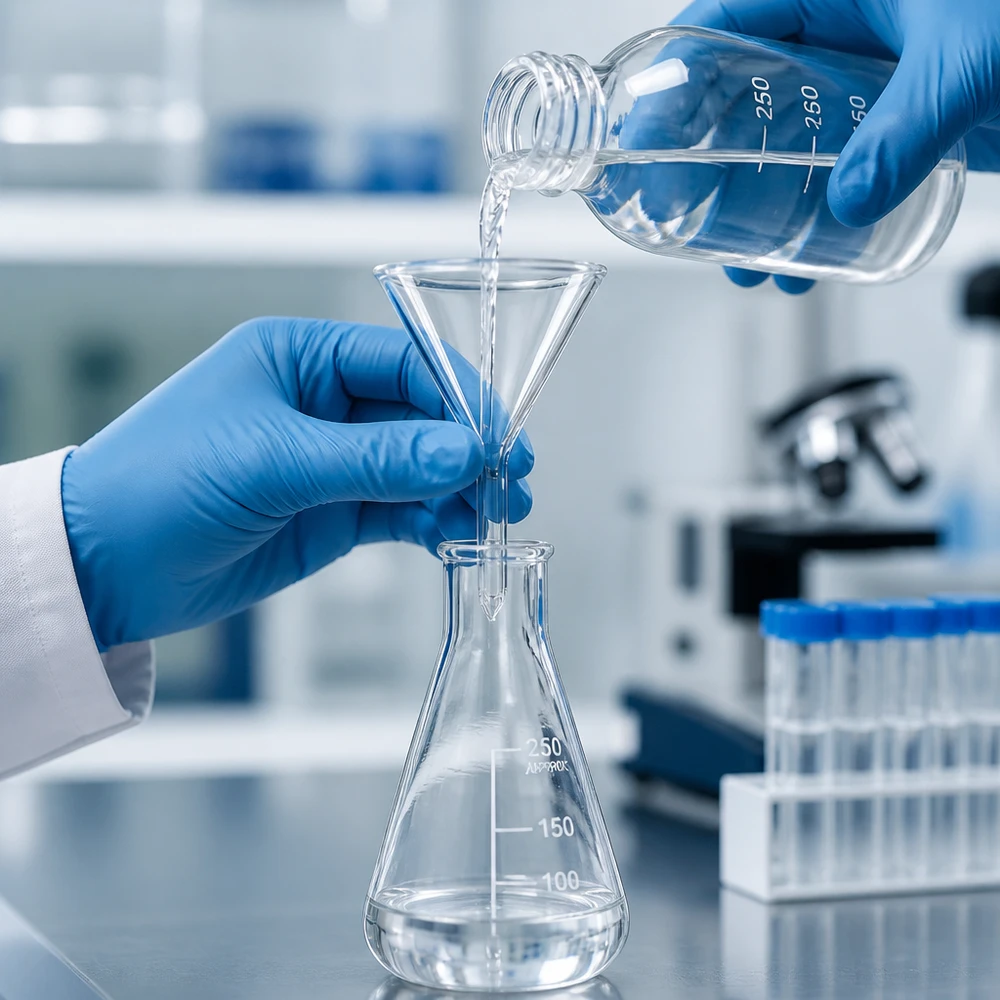 Transparante glazen trechter met een diameter van 40 mm van natronkalkglas voor schoon werken in het laboratorium