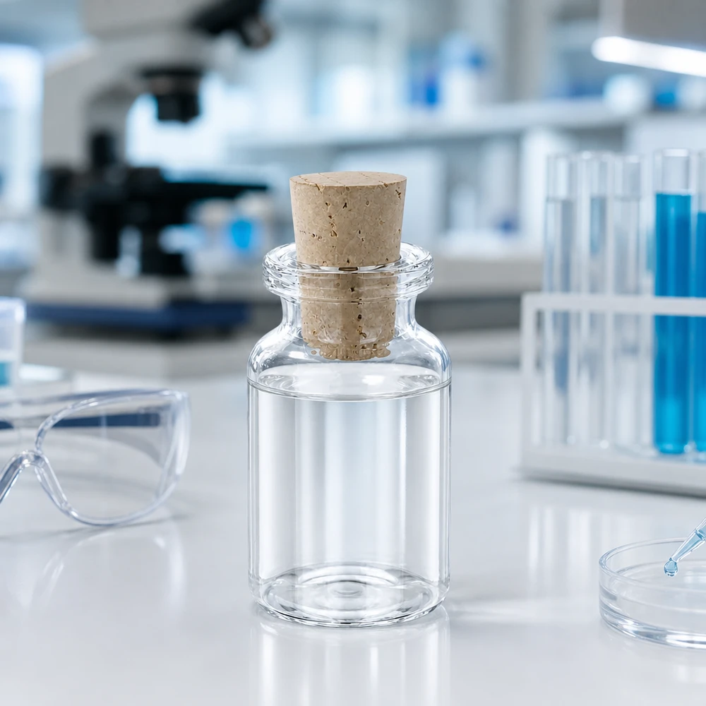 Injectiefles helder glas 10ml met kurk 11/14mm Kompakte Glasflasche 10ml mit fest sitzendem Naturkorken 11/14mm für Probenaufbewahrung