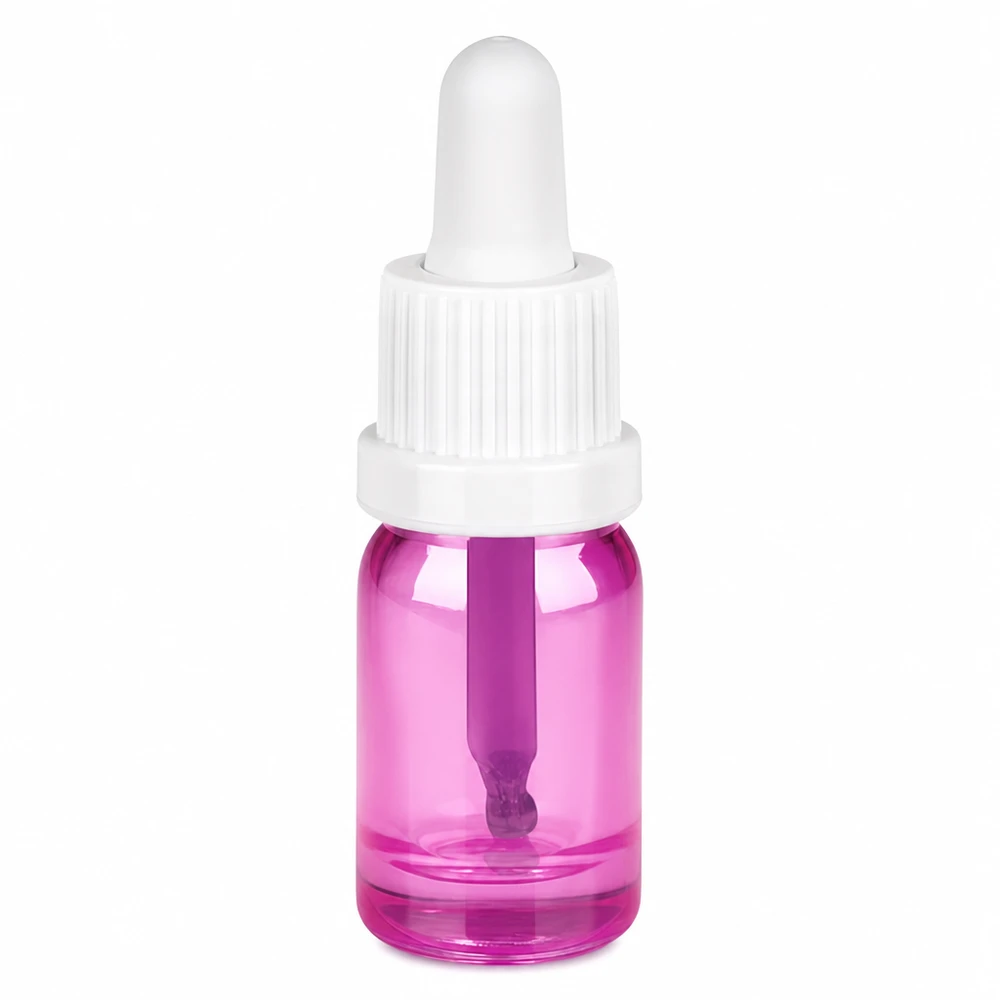 5ml pipetfles wit originaliteit schroefdop PurpleLine UT18/5 Premium 5ml violet glazen flesje met witte OV-dop voor serums en oliën