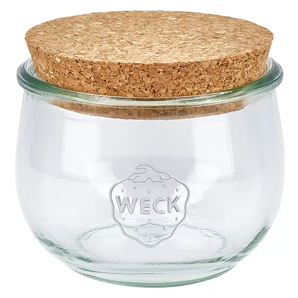 580ml tulpenglas WECK RR100 met kurk 580ml WECK tulpenpot RR100 met natuurkurk deksel inmaakpot voorraadpot transparant