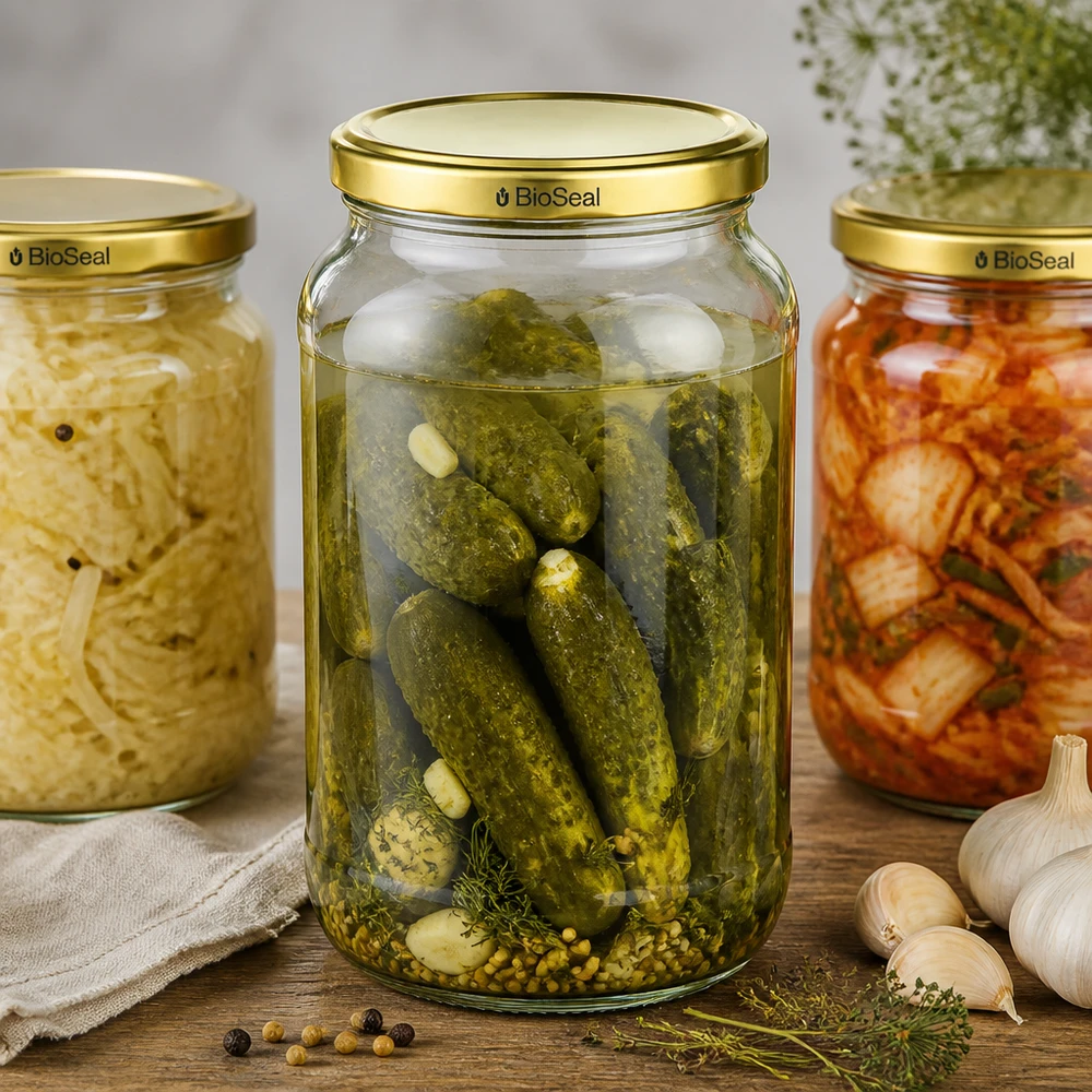 UNiTWIST Runda1062 inmaakpotten set ingemaakte komkommers kimchi TO82 BioSeal deksel gefermenteerd voedsel