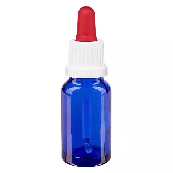 Pipetfles blauw 10ml, pipet wit/rood VR