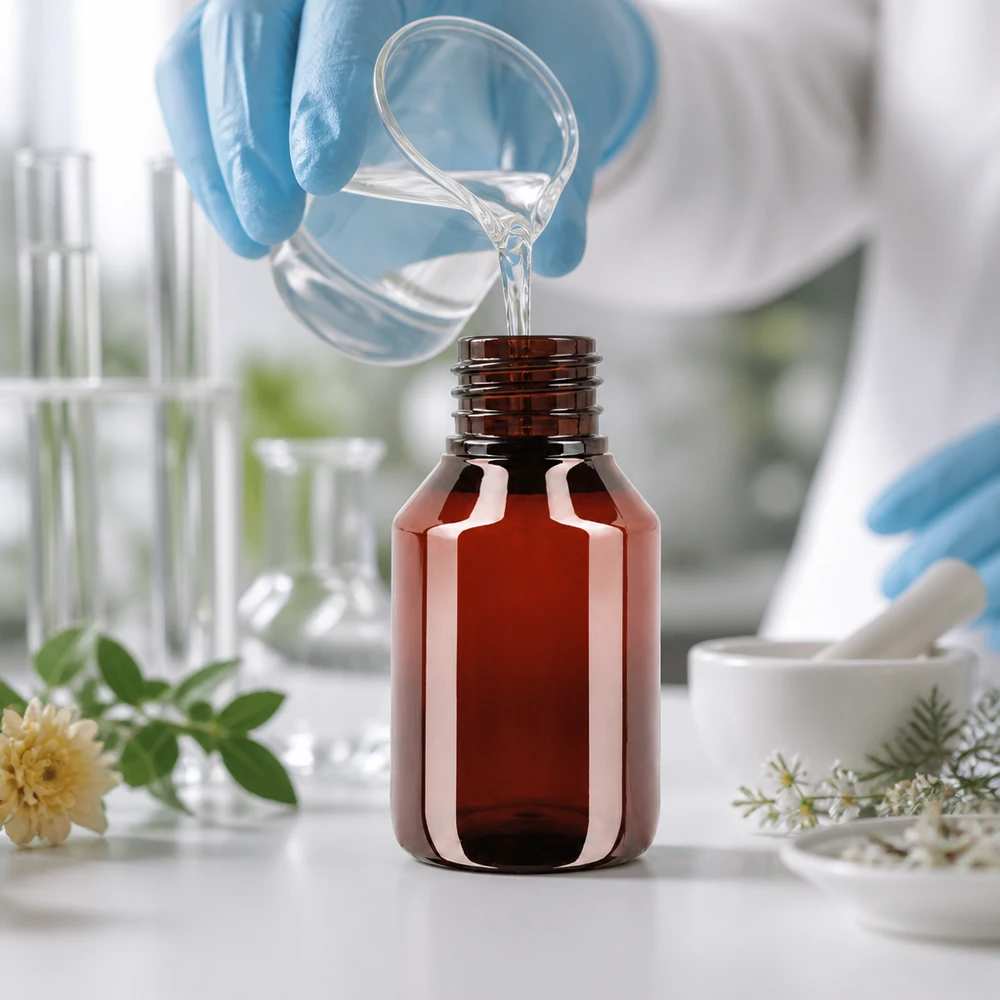 PET-afvulflacon van 50 ml met OV voor laboratoriumtoepassingen en natuurgeneeskunde
