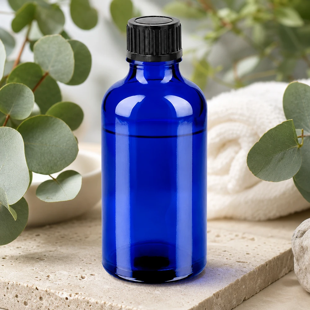 Elegant 50ml flesje in diepblauw met ergonomisch ontwerp voor dagelijks gebruik