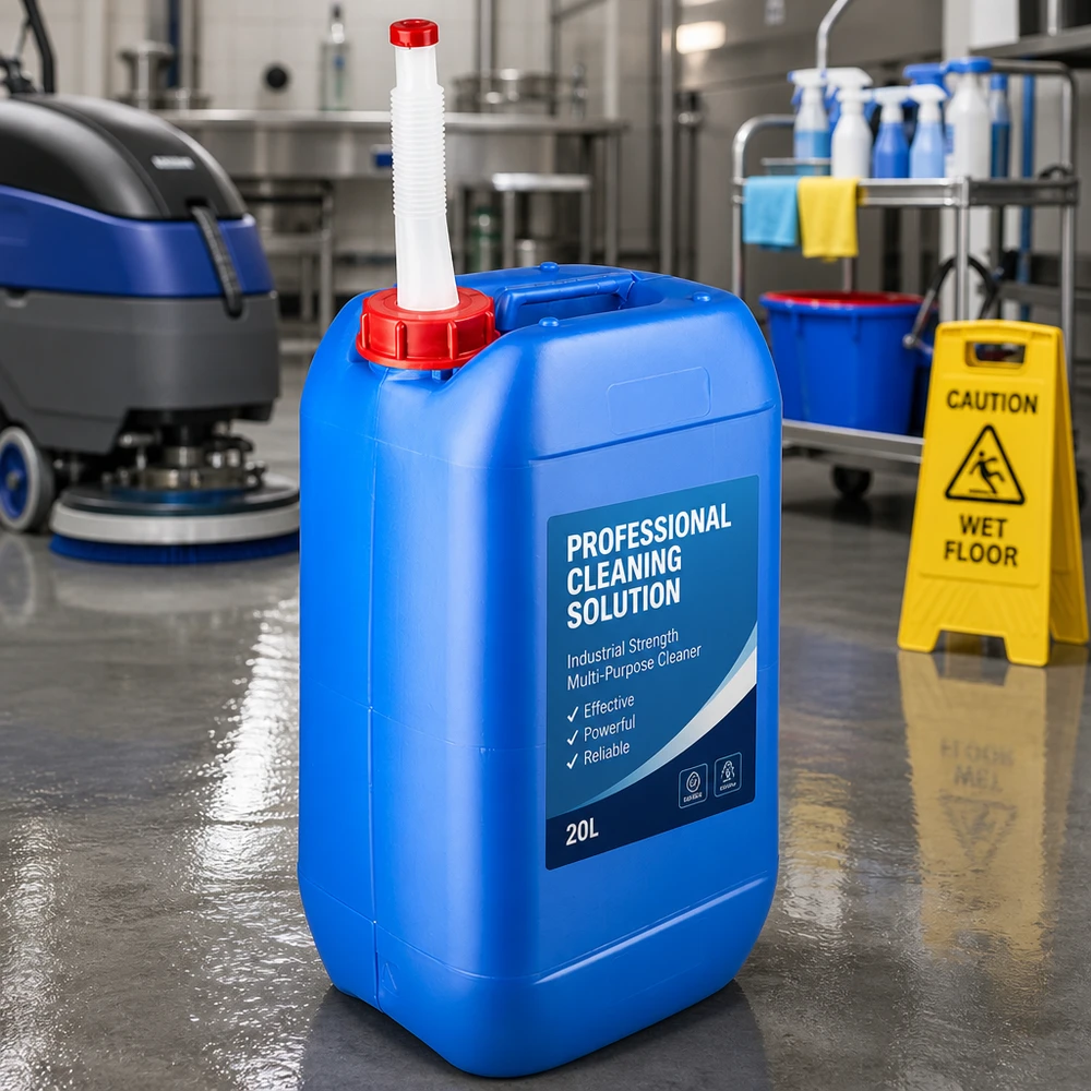 Canister 15 liter blauw met flexibele uitloop Voedselveilige jerrycan van 15 liter, blauw, met beweegbare uitloop naast reinigingsapparatuur
