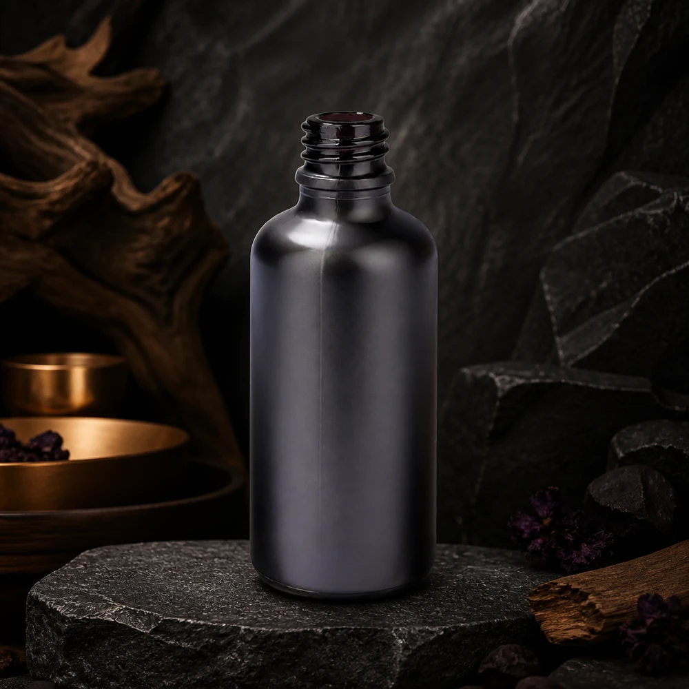 Ronde apothekersfles 50ml BlackLine UT18/50 UNiTWIST met ergonomische flesvorm
