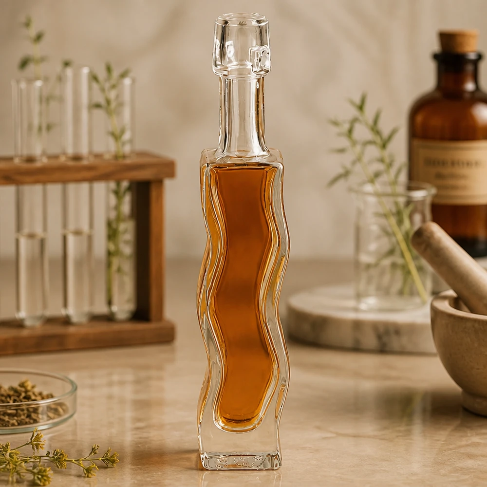 40ml glazen fles Anna gevuld met gouden honing apothekersstijl kruiden decoratie natuurlijke keuken homeopathie sfeer