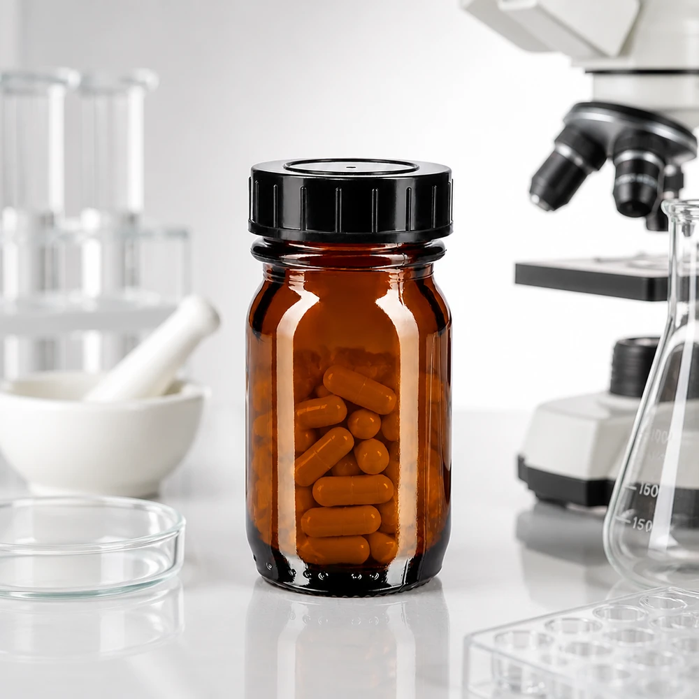Fles met wijde hals 30 ml bruin glas met schroefdeksel Compacte amberkleurige glazen flesjes van 30 ml met brede opening, ideaal voor laboratoriumtoepassingen
