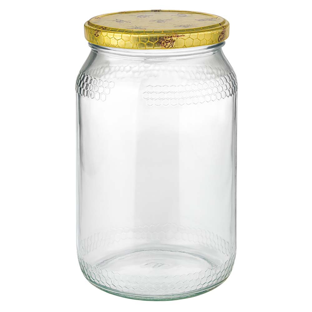 Honingpot 1260 g met honingraatmotief-deksel BasicSeal UNiTWIST