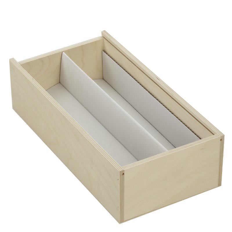 Houten box met schuifdeksel 36x18x10cm voor flessen (populier triplex) Houten box met schuifdeksel 36x18x10cm voor flessen (populier triplex)