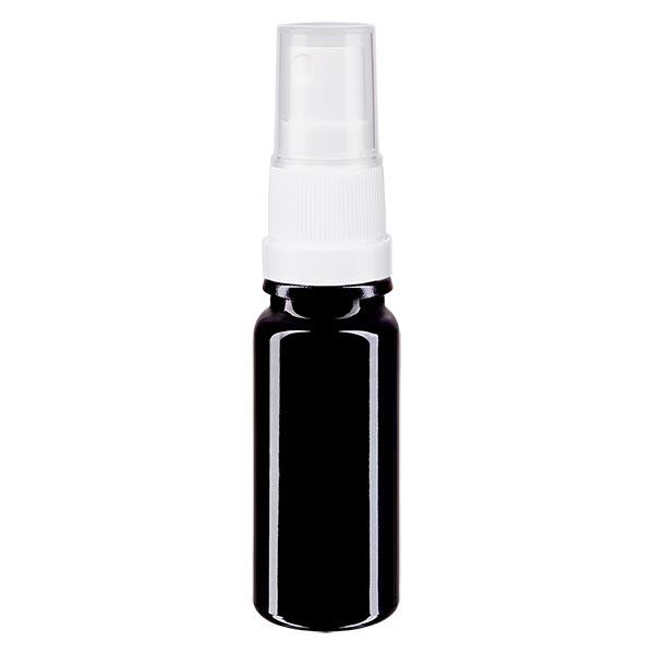 Fles violet glas 10 ml met pompverstuiver wit Fles violet glas 10 ml met pompverstuiver wit