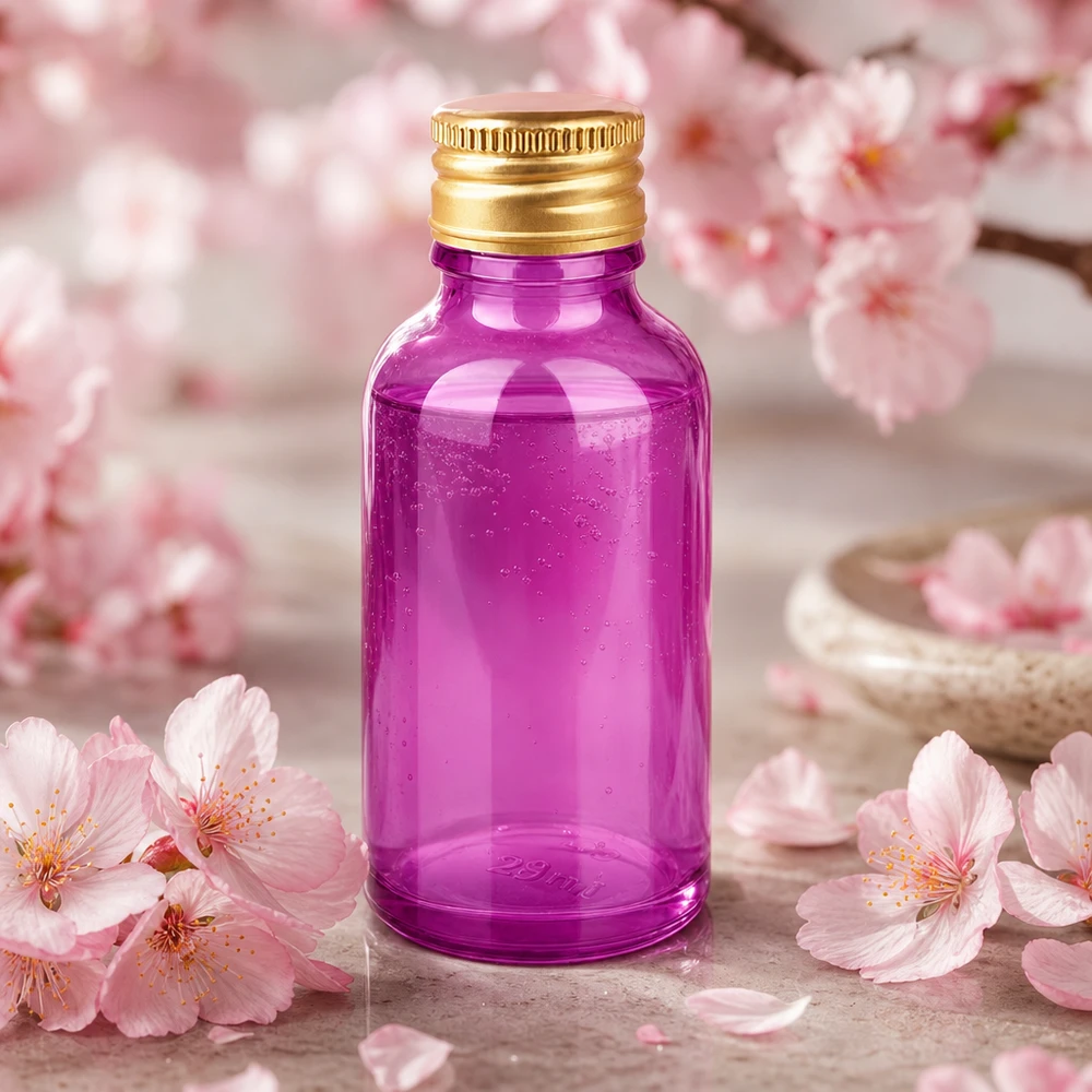 30ml flacon 11mm schroefdop aluminium gouden standaard PurpleLine. UT18/30 Klein glazen flesje van 30 ml in intens paars, perfect voor reisverpakkingen en productmonsters