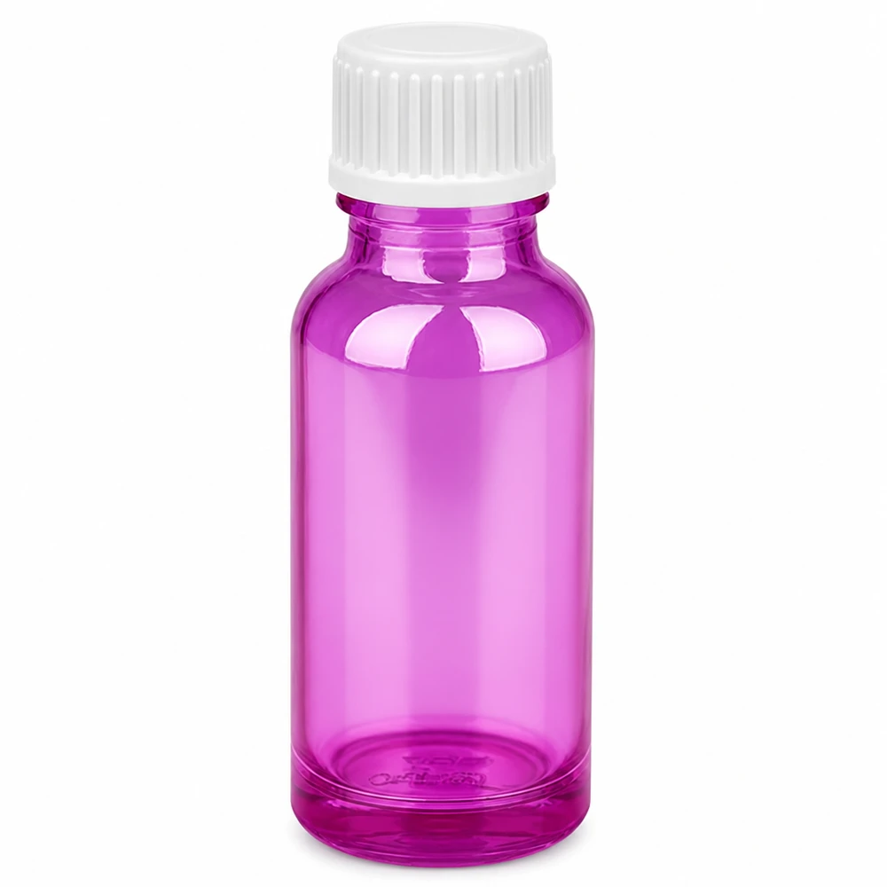 20ml druppelfles 0.9mm wit standaard PurpleLine. UT18/20 20ml Paars doseerflesje met precieze druppelaar voor cosmetica en aromatherapie