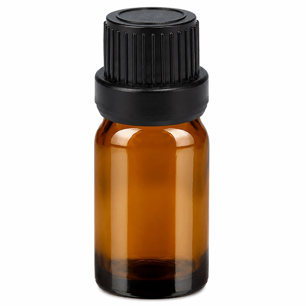 5ml druppelflesje 2mm zwart OV BrownLine UT18/5 5ml druppelflesje bruin met zwarte dop voor essentiële oliën en essences