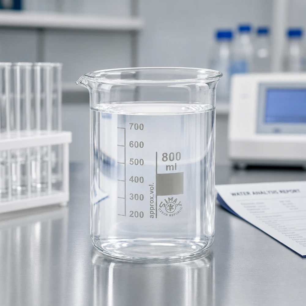 Borosilicaatglas beker 800ml lage vorm met schenktuit voor professionele scheikundelaboratoria