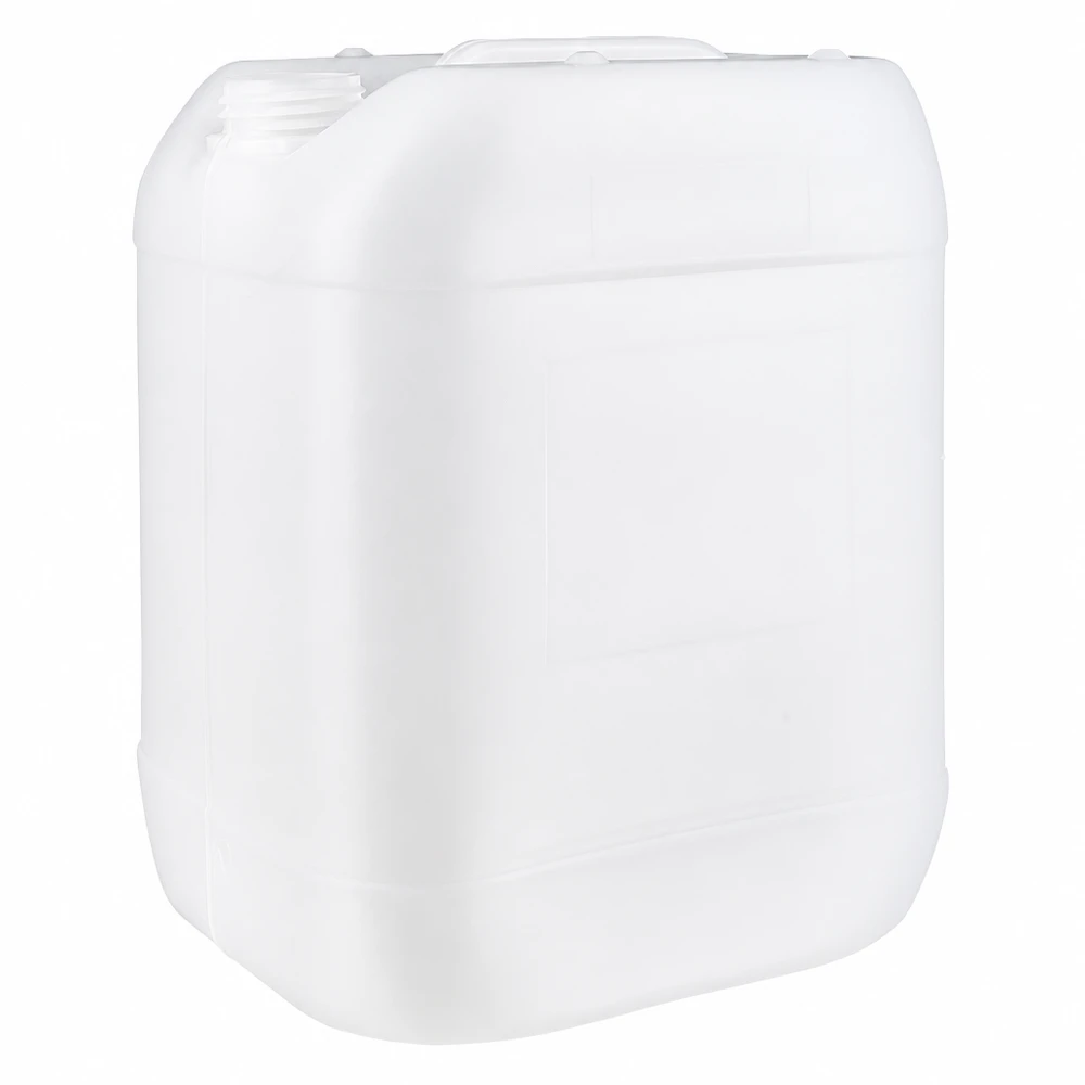 20L kunststof jerrycan, natuurwit, zonder sluiting, ideaal voor chemicaliën, water en levensmiddelen