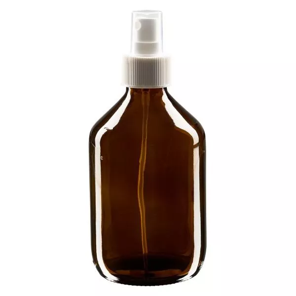 300ml Euro-medicijnfles bruin met verstuiver wit incl. dop transparant 300ml Euro-medicijnfles bruin met verstuiver wit incl. dop transparant