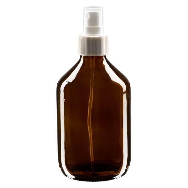 300ml Euro-medicijnfles bruin met verstuiver wit incl. dop transparant 300ml Euro-medicijnfles bruin met verstuiver wit incl. dop transparant