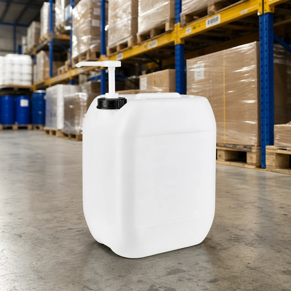 Compacte jerrycan van 10 liter met ergonomische doseerpomp voor professioneel gebruik in de groothandel